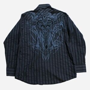 Mens Y2K Skater Streetwear Grunge Punk Western Panhandle Slim Button-up Shirt